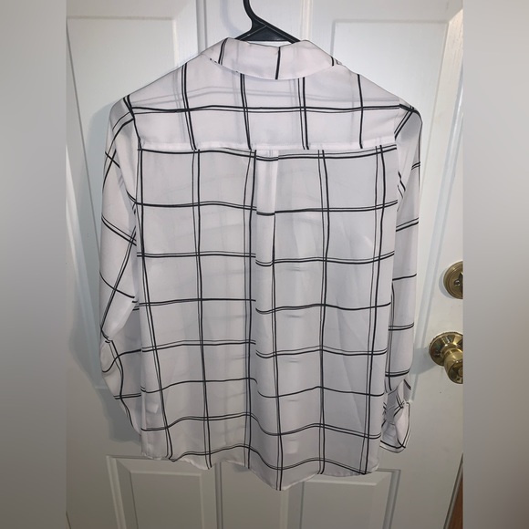 White plaid button up blouse - Picture 3 of 3